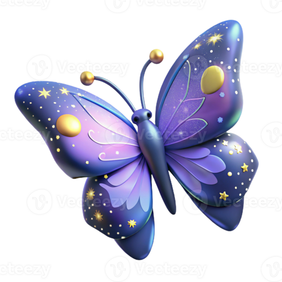 impressive artistic Night Sky Butterfly 3D Render 4K png