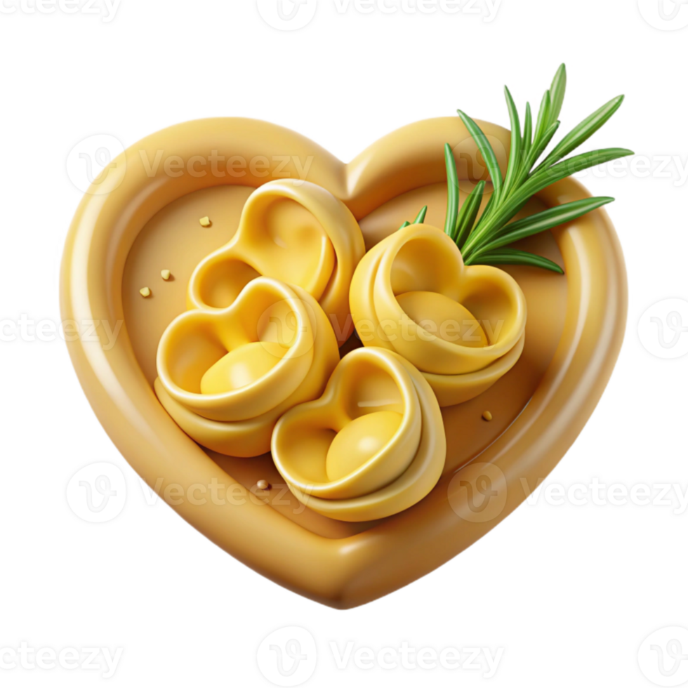 Heart-Shaped Pasta with Rosemary A Romantic Dish png