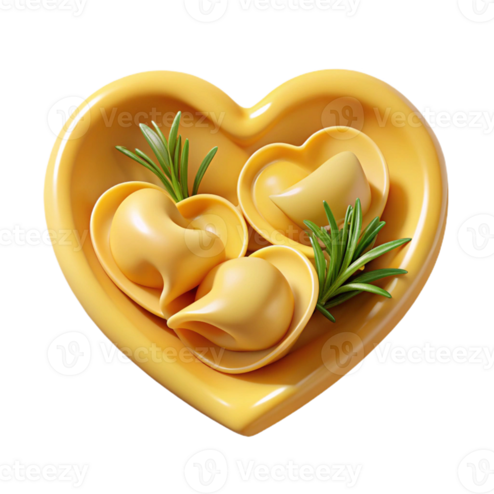 Heart-Shaped Dish of Tortellini with Rosemary png