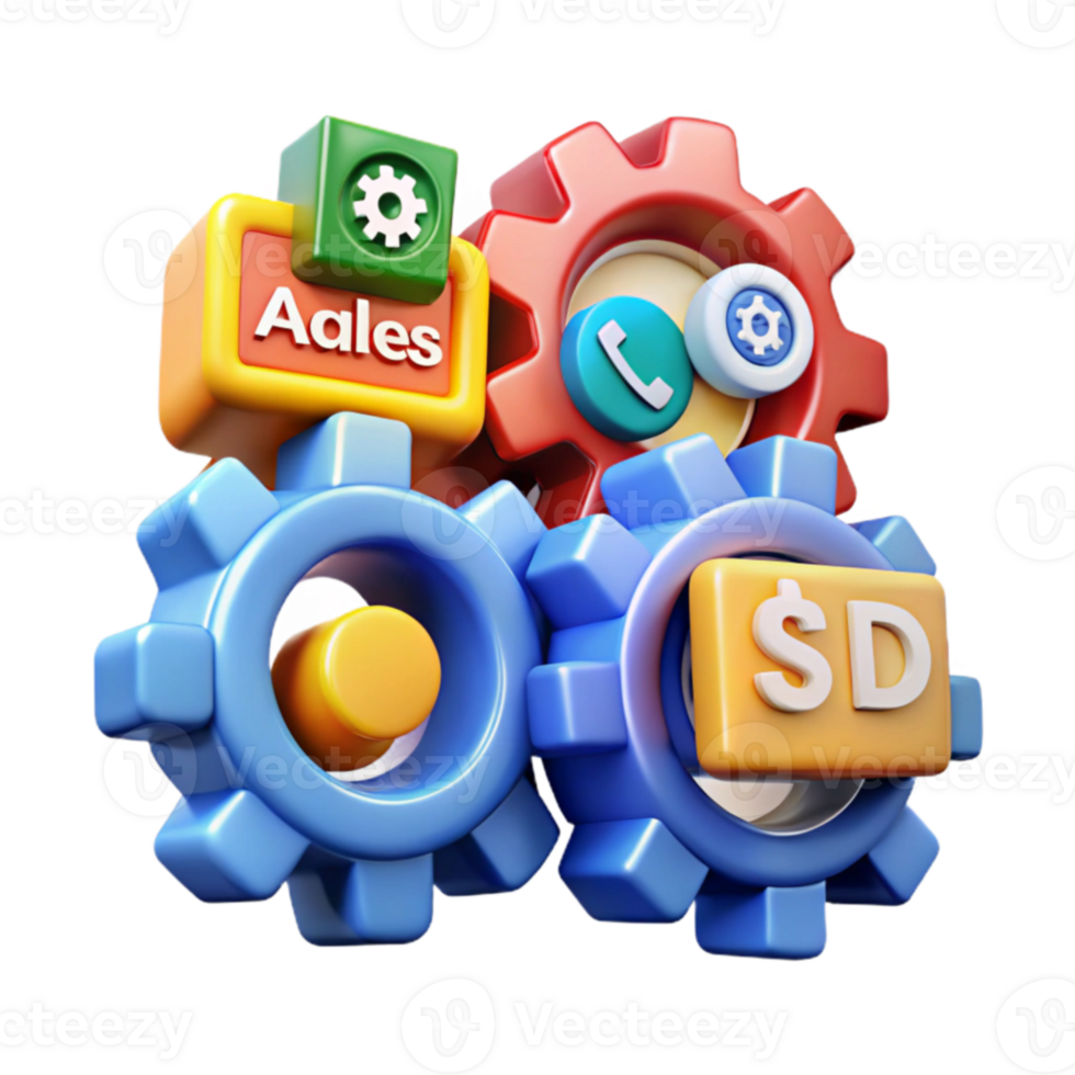 Interlocking Gears Sales, Support, and Software Development png