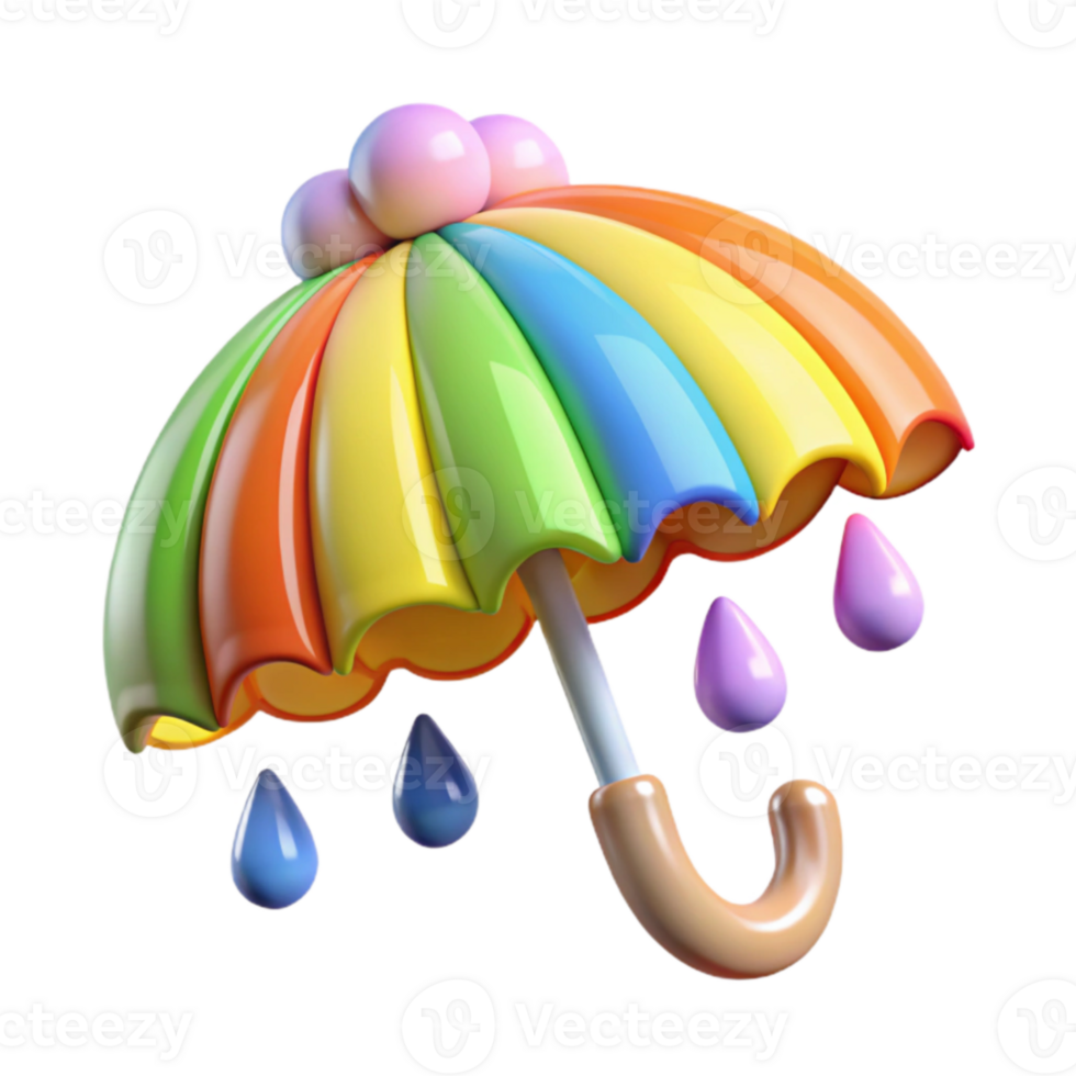 magnificent minimalist Rainbow Umbrella 3D Render exclusive png