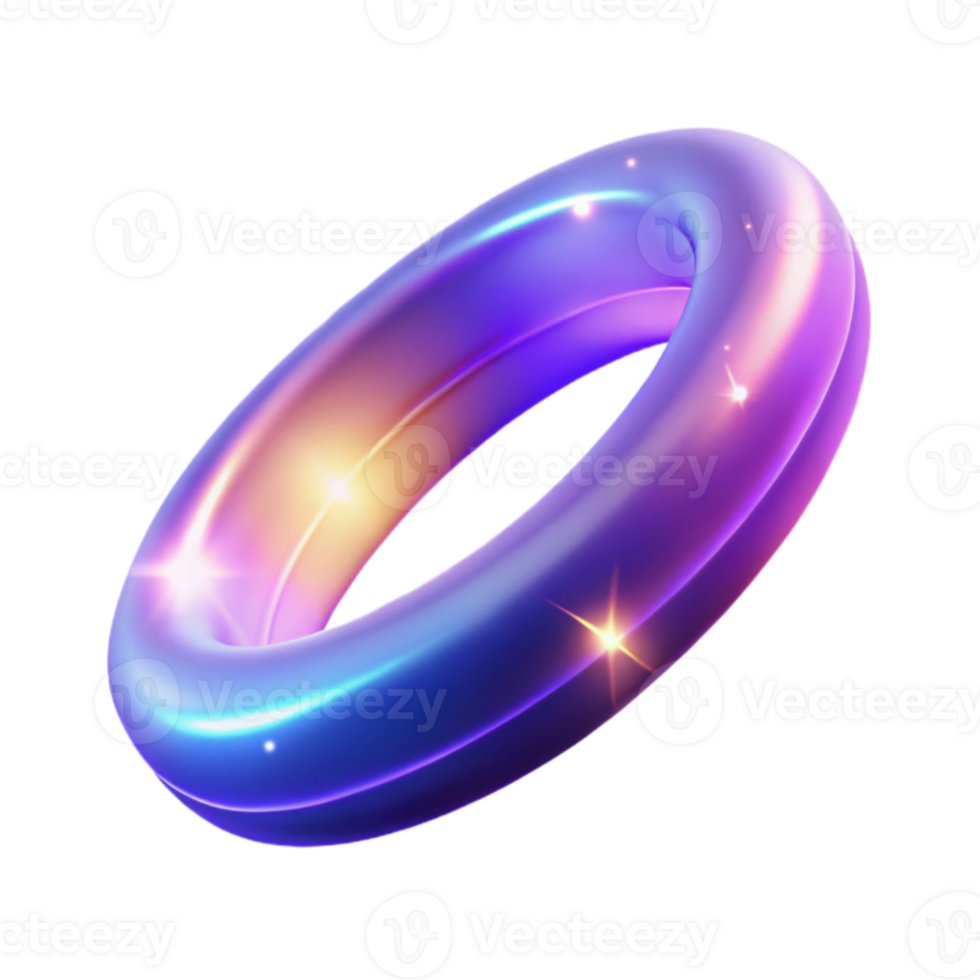 wonderful minimalist Glowing Purple and Gold 3D Ring Illustration genuine png
