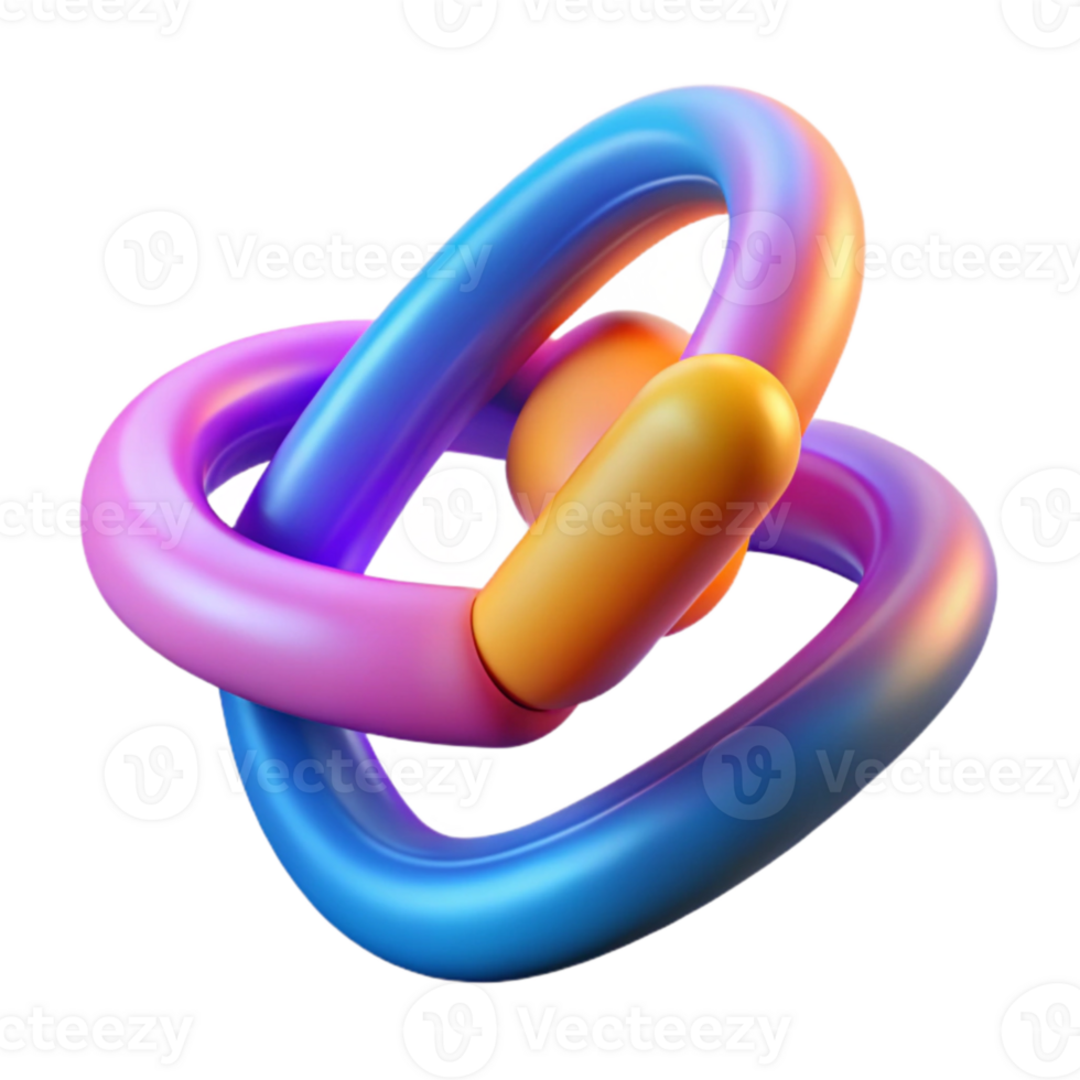 Abstract 3D Render Intertwined Colorful Shapes png