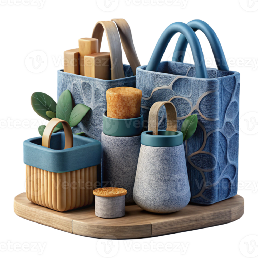Stylish Storage Blue Wood Organizers png