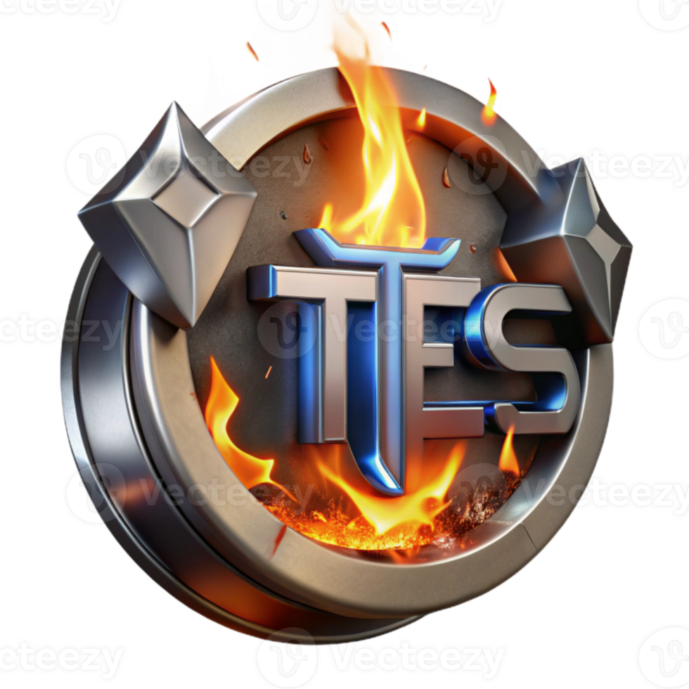 Fiery Metal Emblem TES Logo Design png