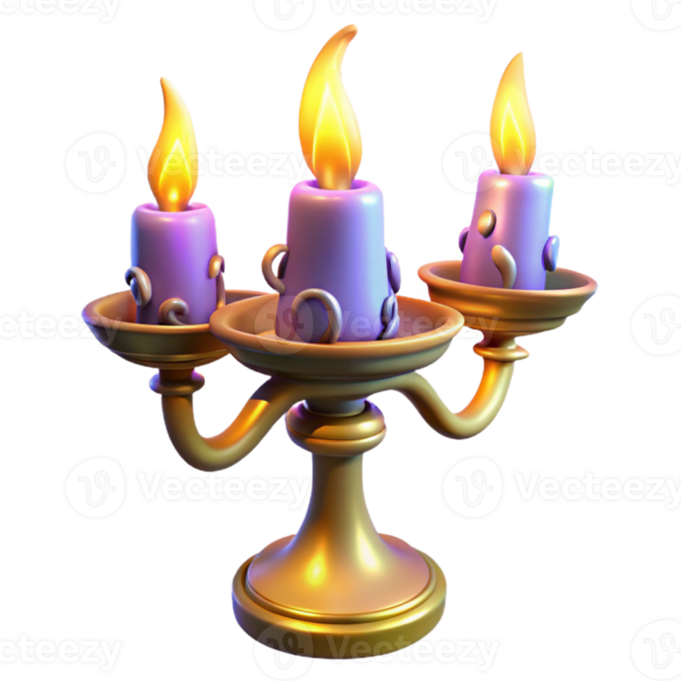 stunning minimalist Three-Candle Candelabra 3D Render high resolution png