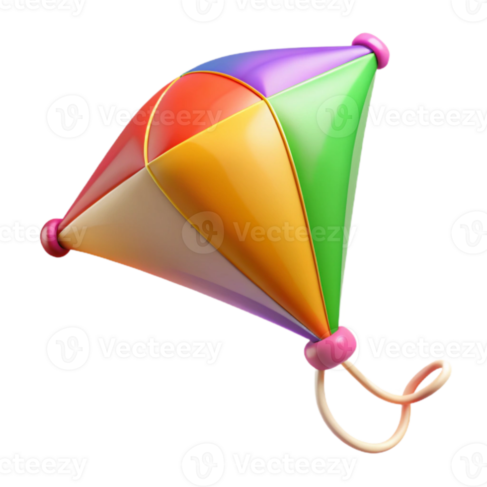 elegant artistic Colorful 3D Kite Illustration detailed png