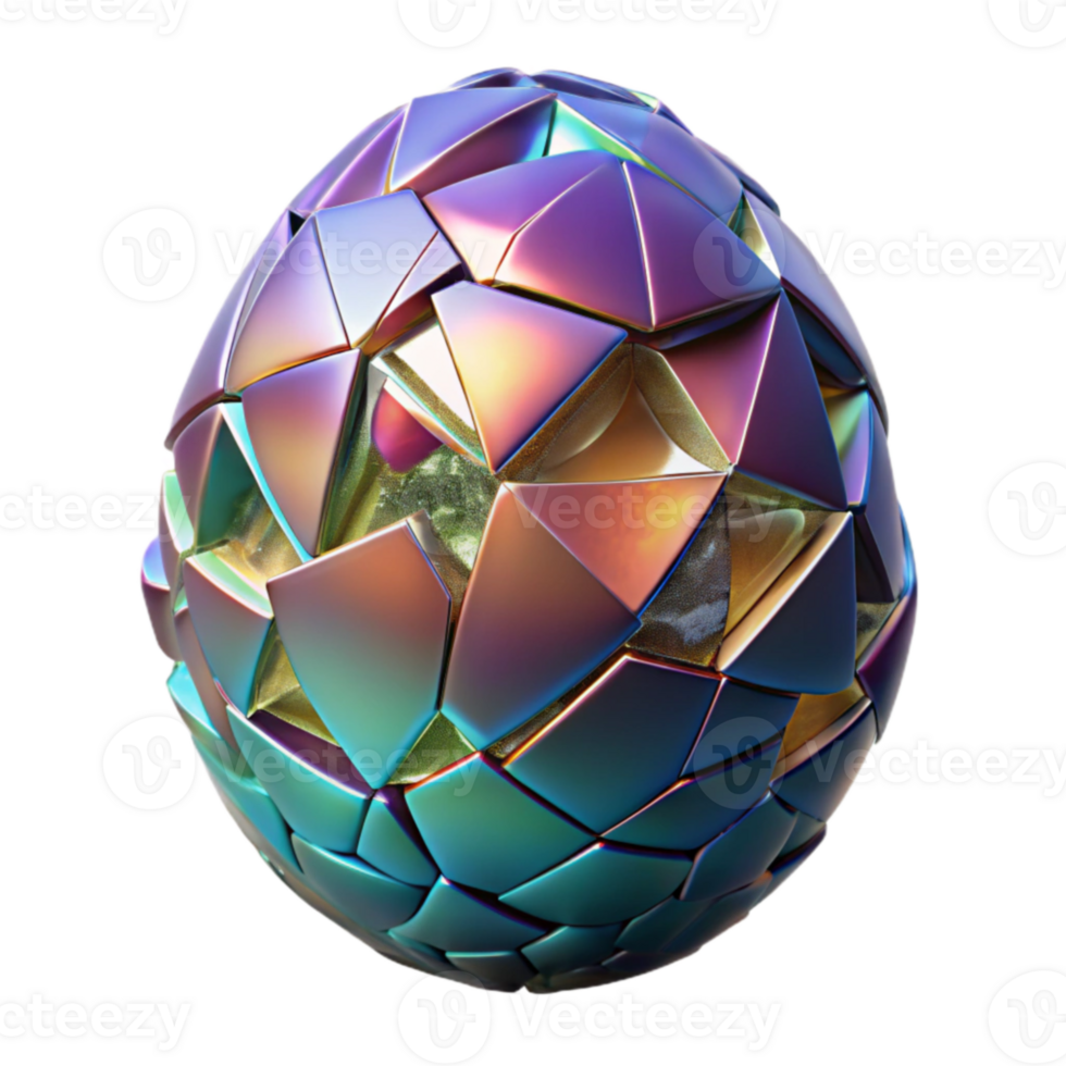 Iridescent Fractured Sphere Abstract 3D Geometric Art png