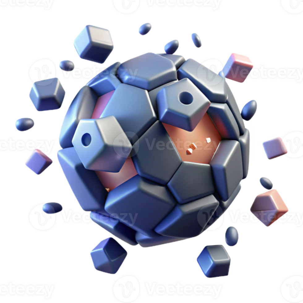 Abstract 3D Geometric Sphere Shattered Polygonal Structure png