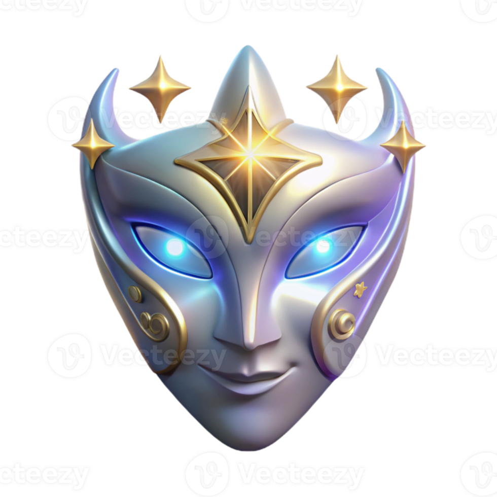 dramatic abstract Luminous Celestial Mask 3D Render premium png