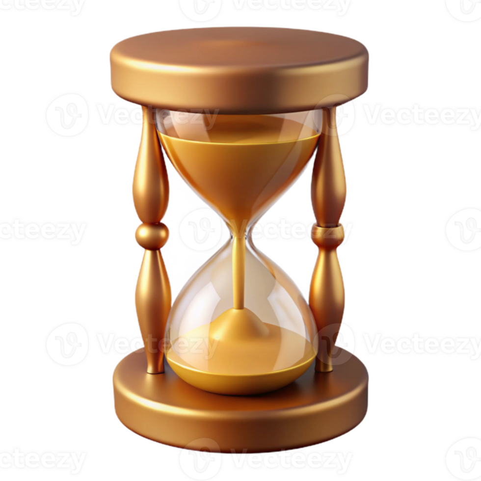 extraordinary abstract Golden Hourglass 3D Render authentic png