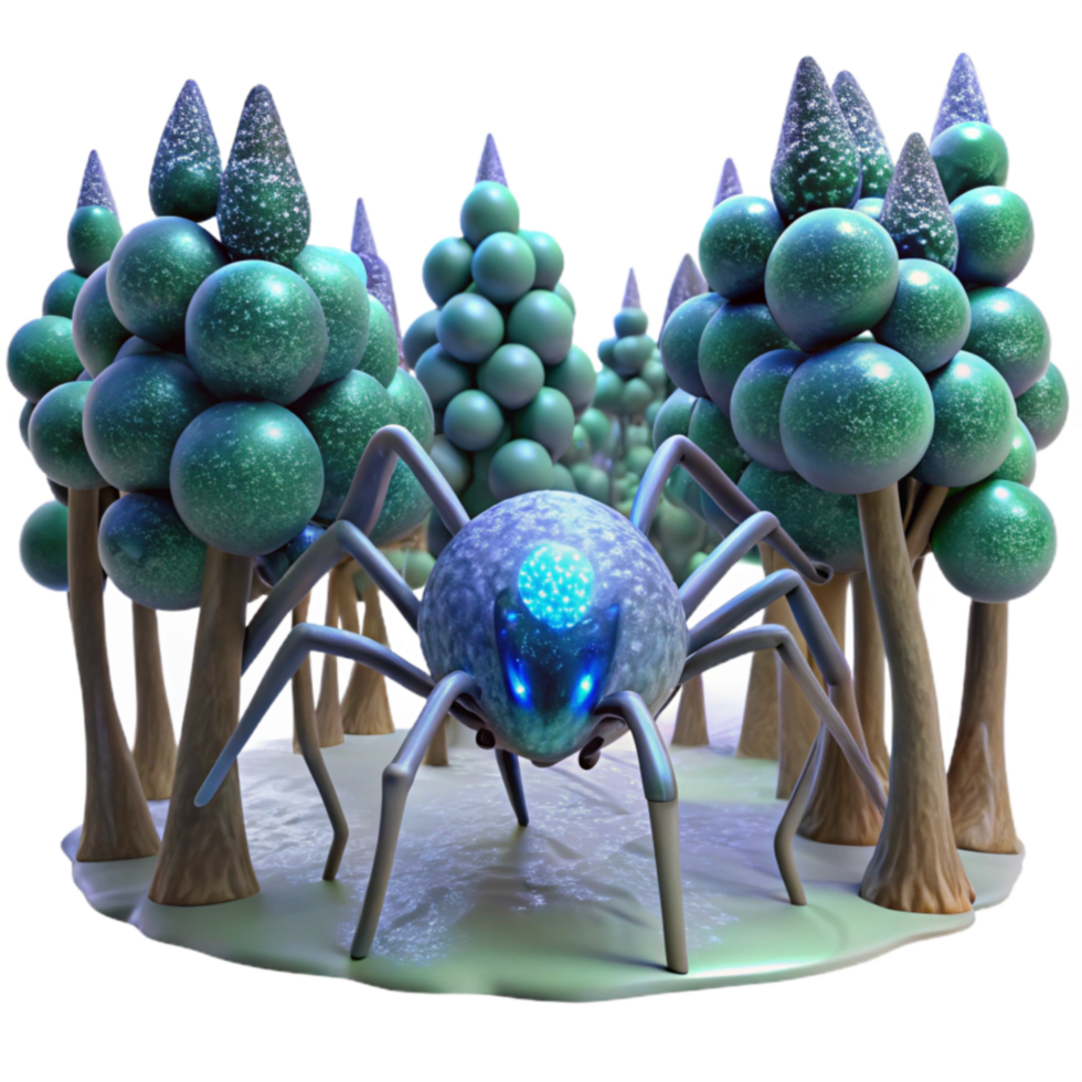 Glowing Spider in Winter Forest png