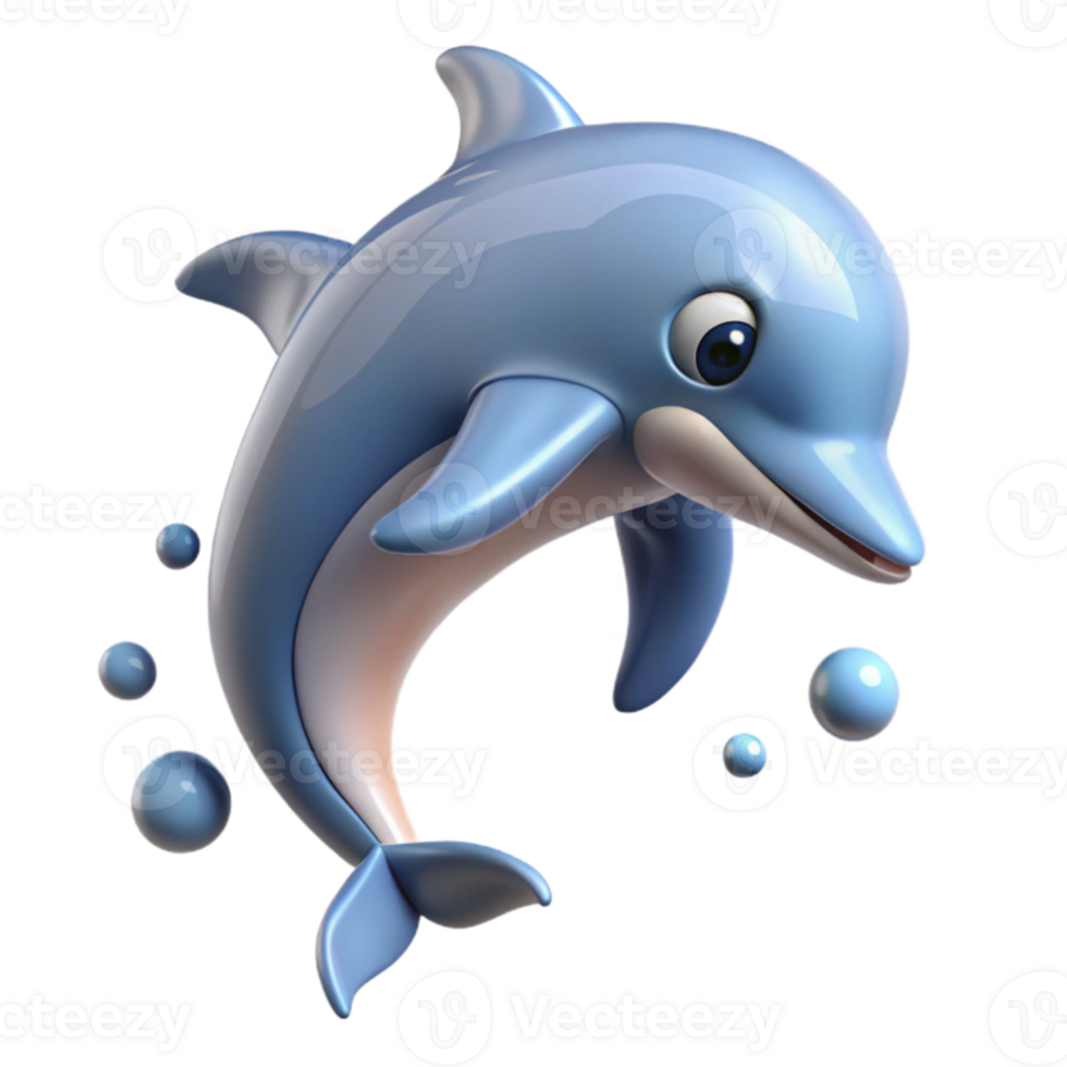 vibrant abstract Playful Dolphin 3D Render exclusive png