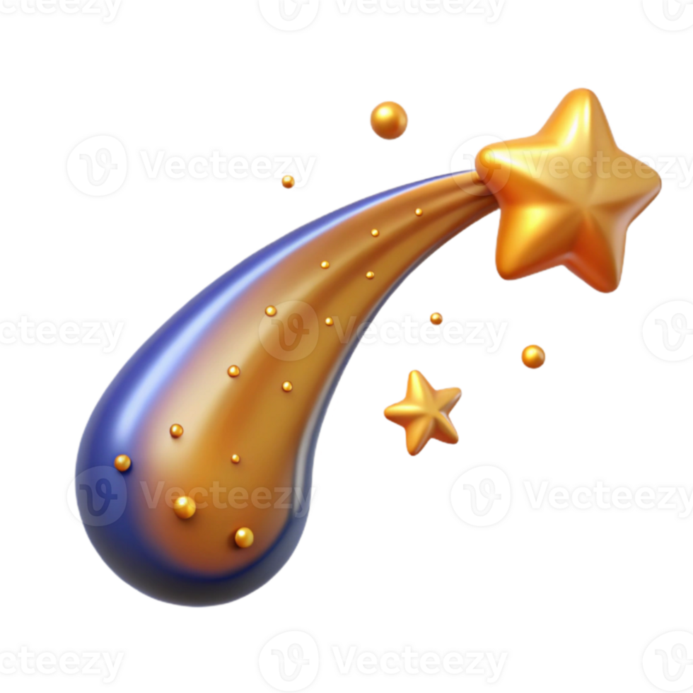 Golden Star Trail 3D Render of Celestial Event png