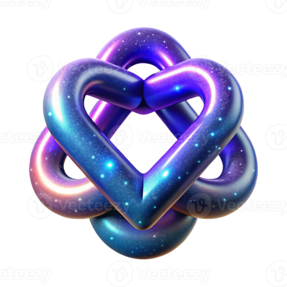 Cosmic Heart Knot Abstract 3D Galaxy Art png