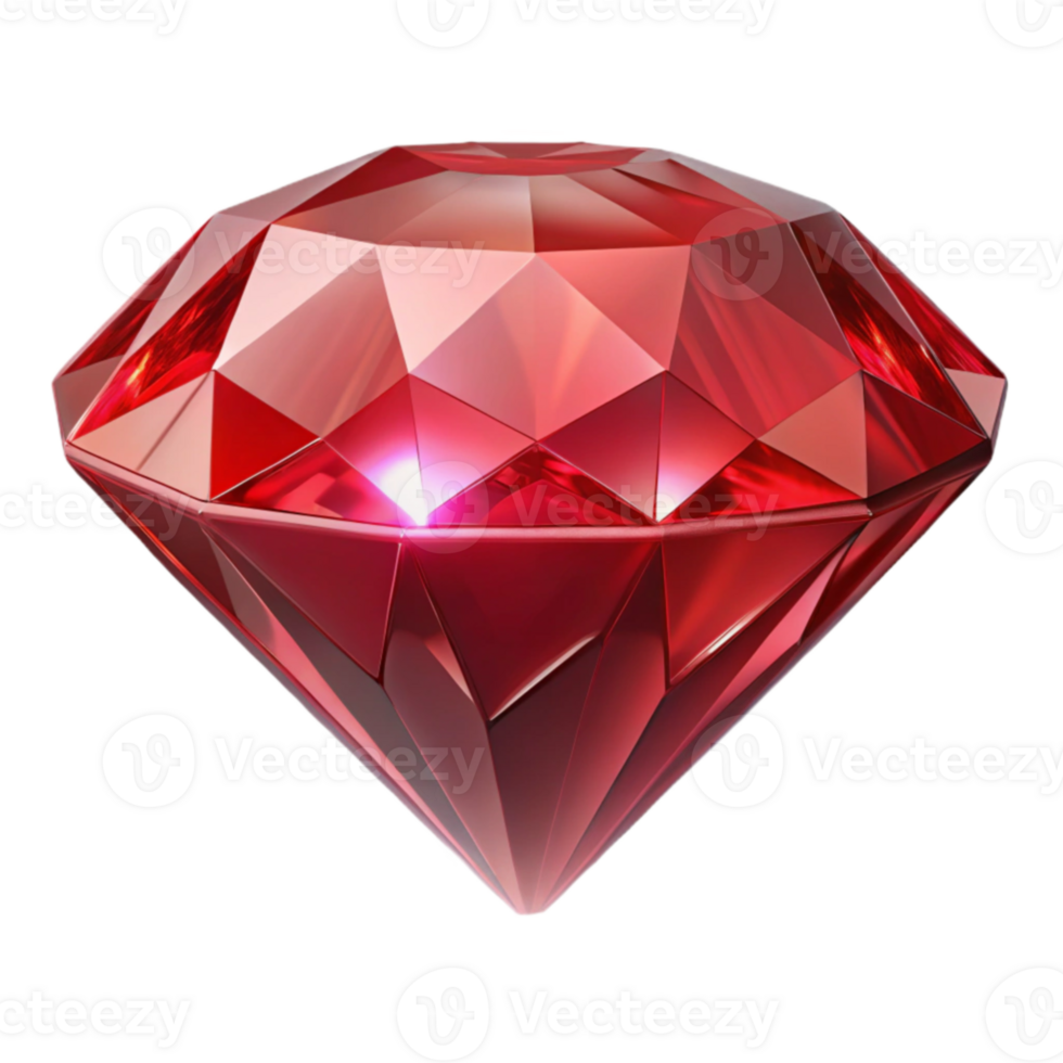 vibrant classic Brilliant Red Gem 3D Render authentic png