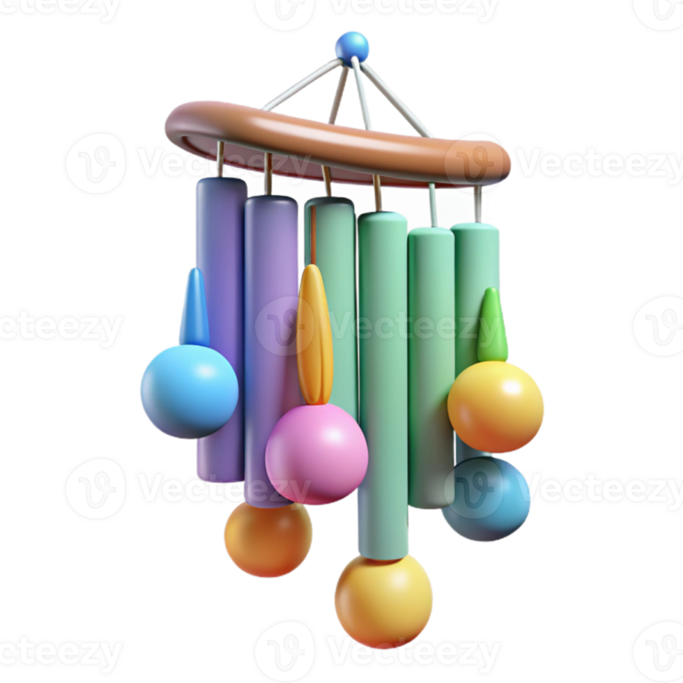 impressive creative Colorful 3D Render Wind Chime Illustration high quality png