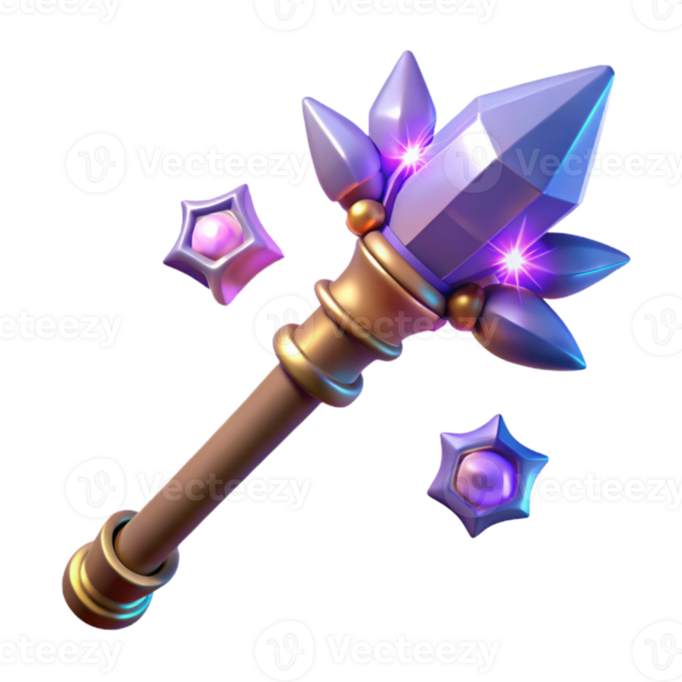 serene rustic Enchanted Staff 3D Render original png