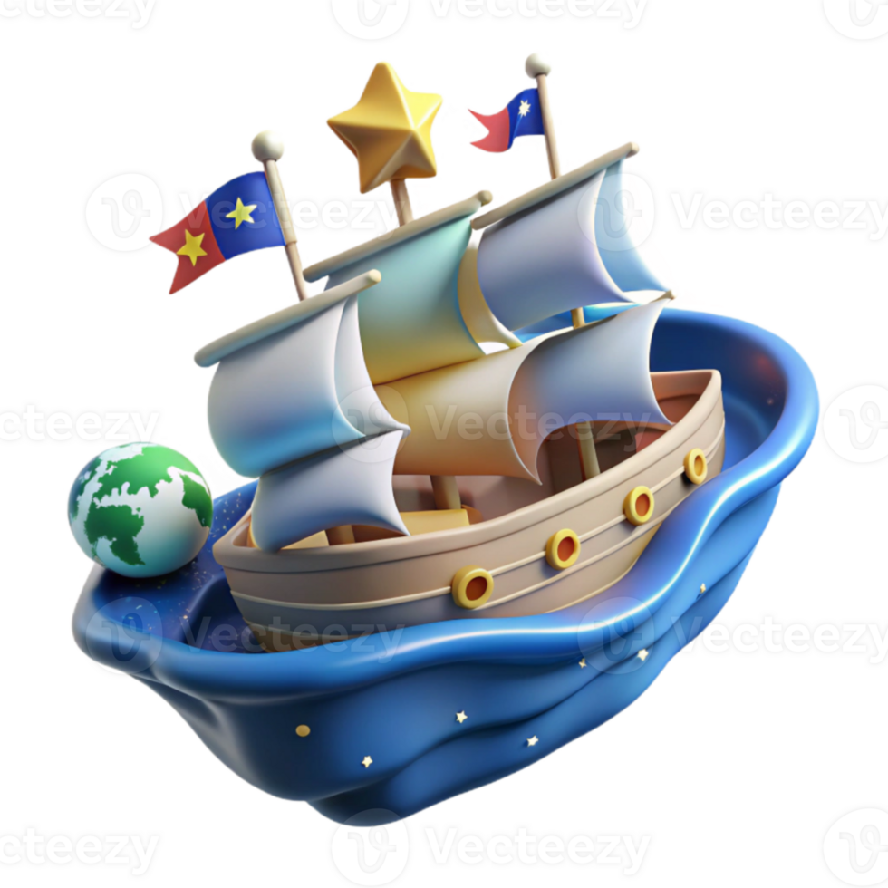 Global Voyage A Cartoon Ships Adventure png