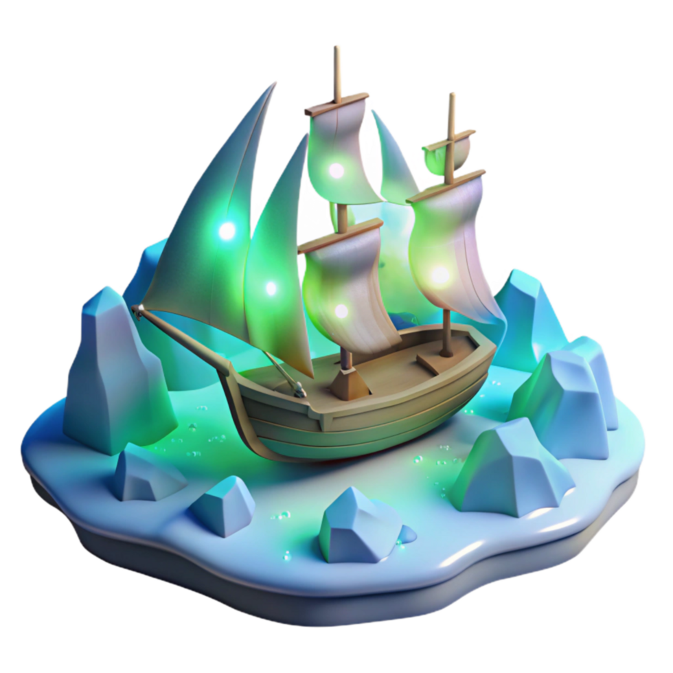 Enchanted Ship in Icy Waters png