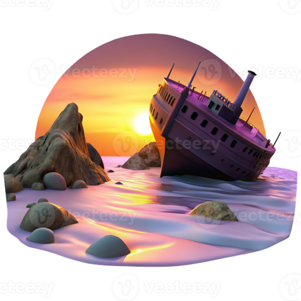Sunset Shipwreck A Coastal Tragedy png