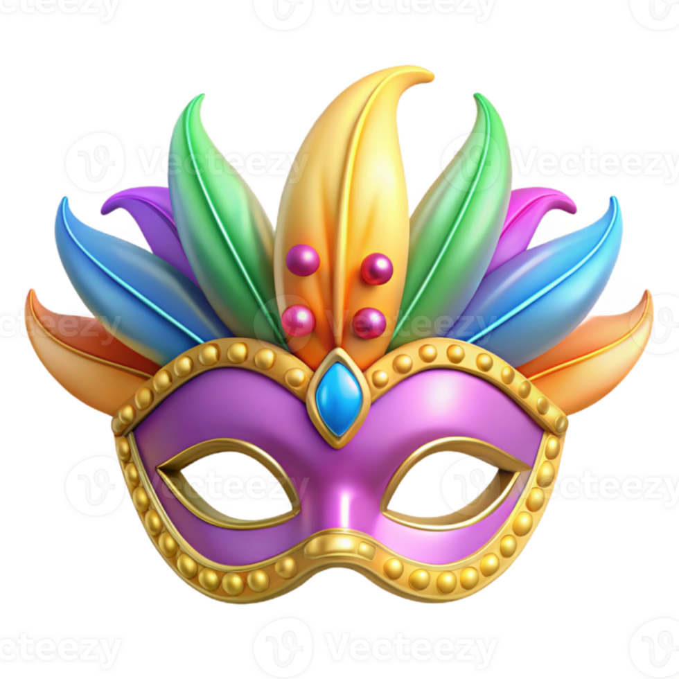 vibrant artistic Colorful Carnival Mask 3D Render high resolution png