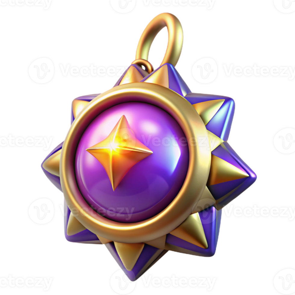 serene abstract 3D Render Starburst Jewel Charm 4K png