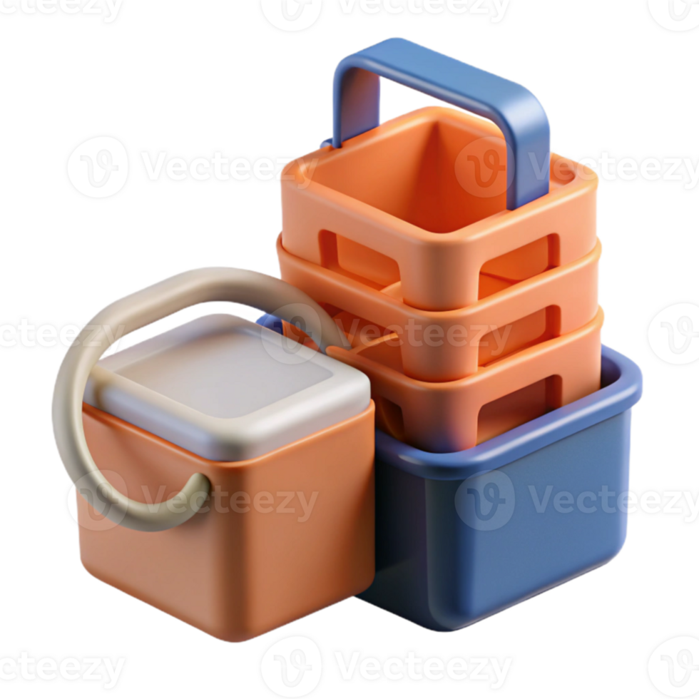 Stackable Containers Organization System with Carrying Handle png