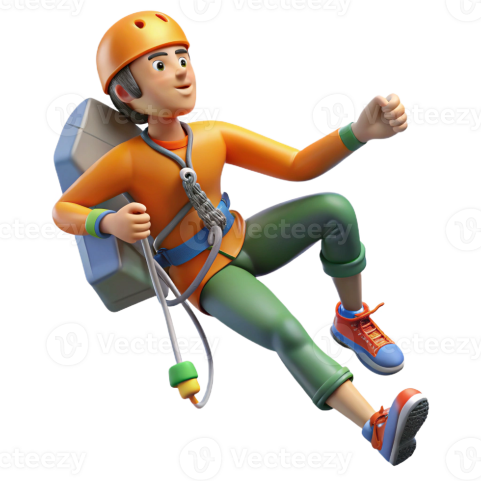 elegant minimalist 3D Illustration Cartoon Climber professional png