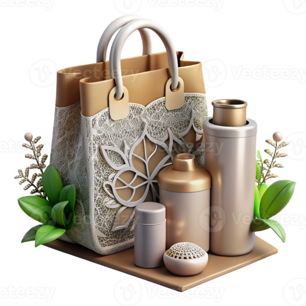Luxury Gift Set Elegant Bag with Botanical Accents png