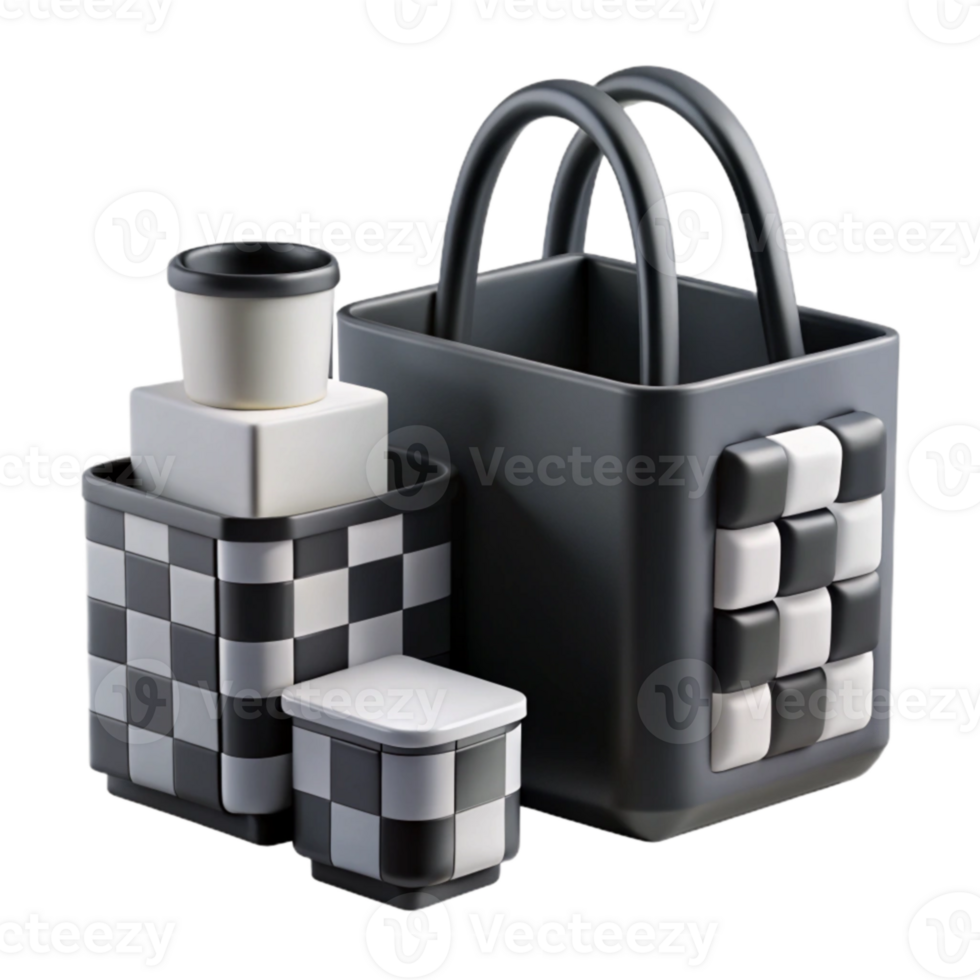 Checkered Organizer Set Modern Storage Solutions png