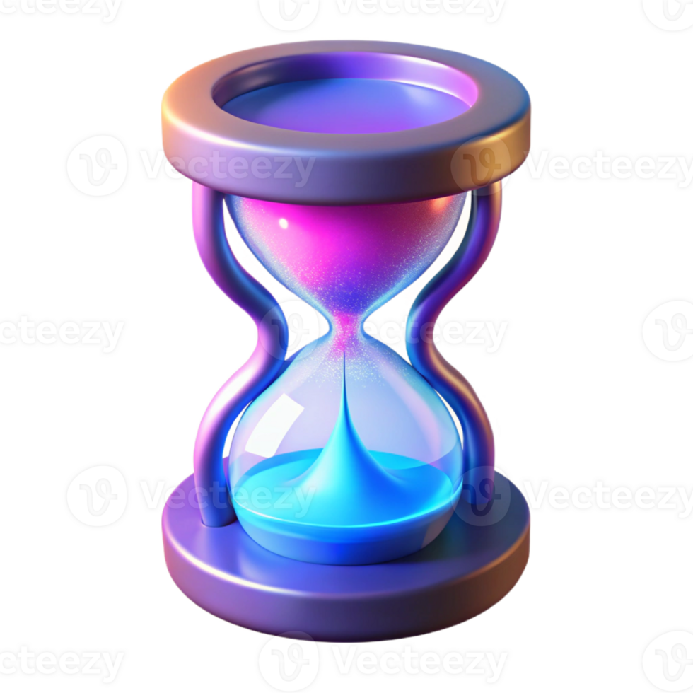 vibrant vintage 3D Render of a Neon Hourglass authentic png