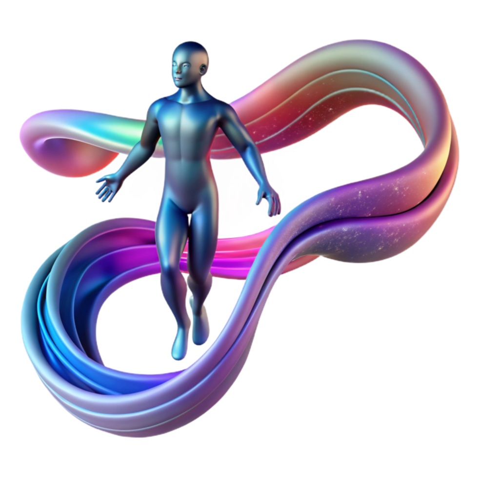 Abstract Figure in Colorful Flowing Stream png