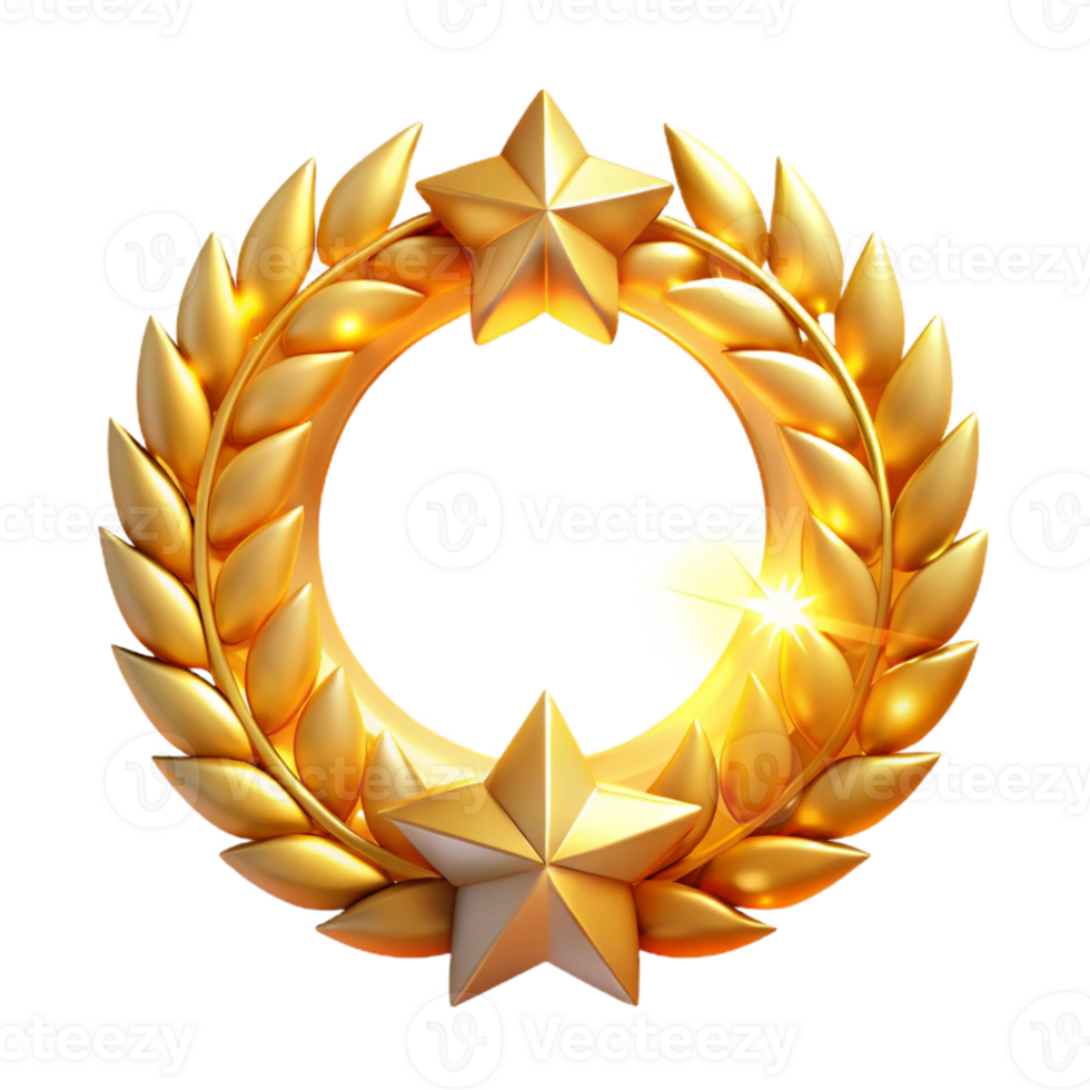 wonderful rustic Golden Laurel Wreath 3D Render high resolution png