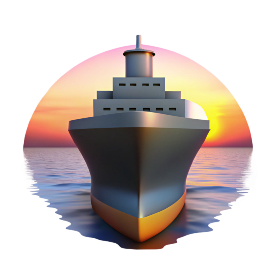 Cargo Ship at Sunset Ocean Freight Transport png