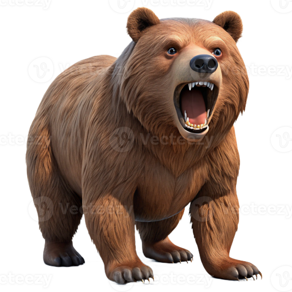 stunning modern Roaring Grizzly Bear 3D Render high quality png