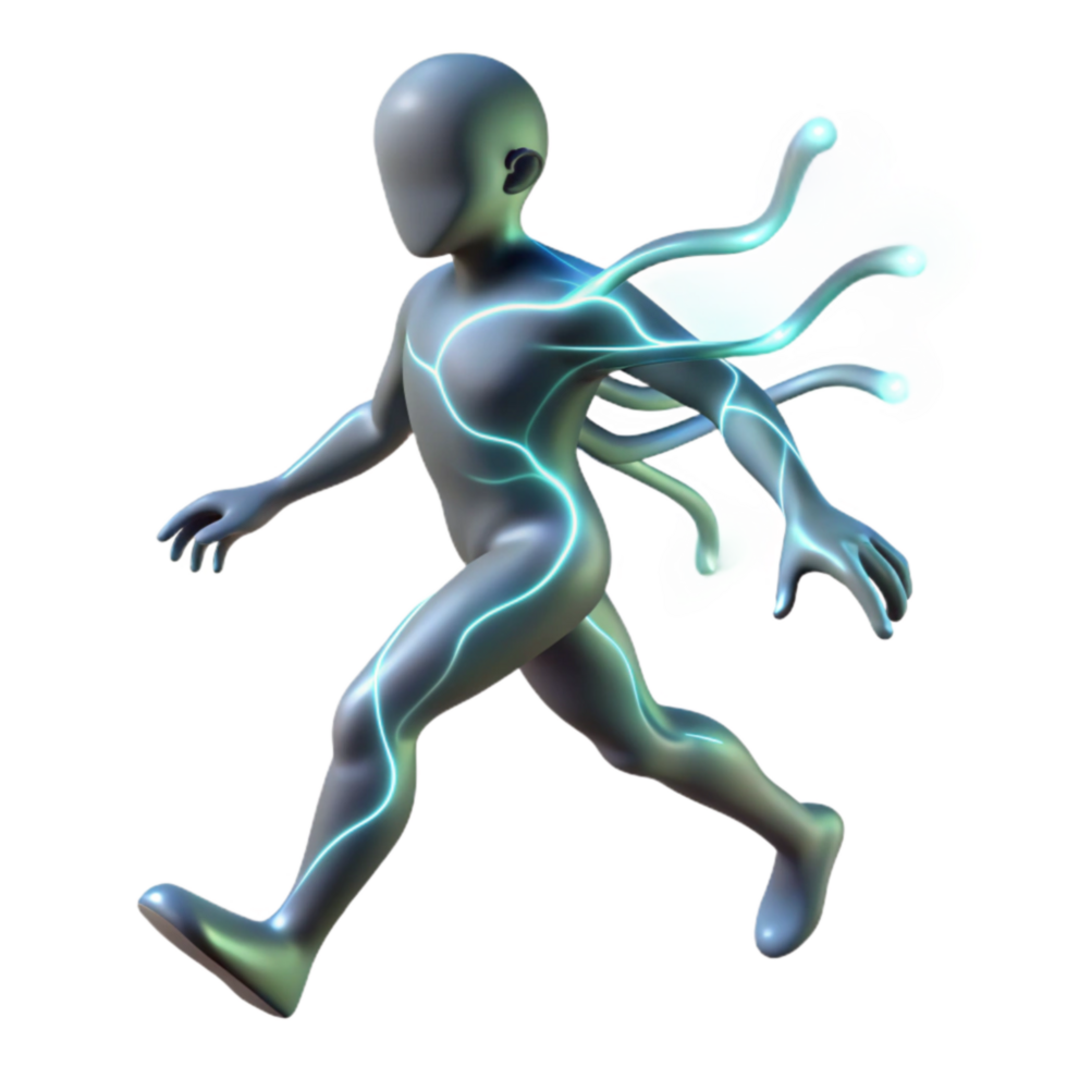 Bio-luminescent Figure with Multiple Appendages png