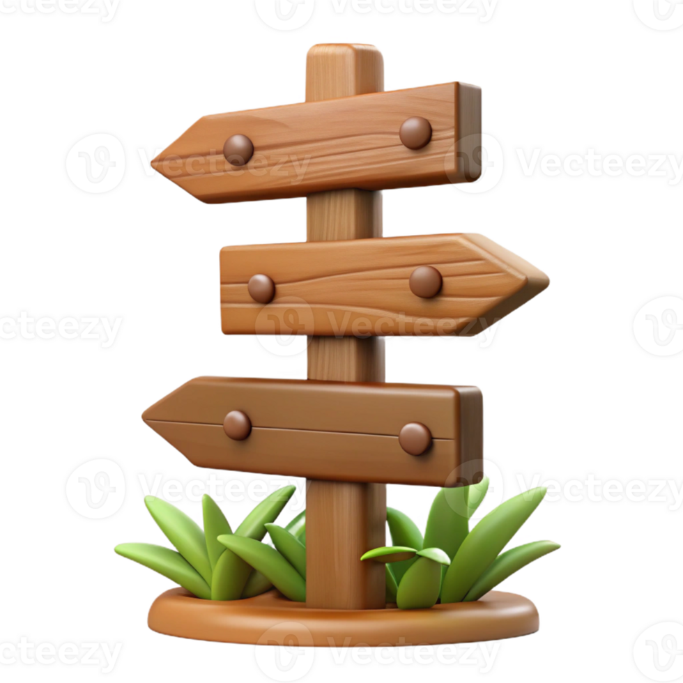 extraordinary vintage 3D Wooden Signpost Illustration 4K png