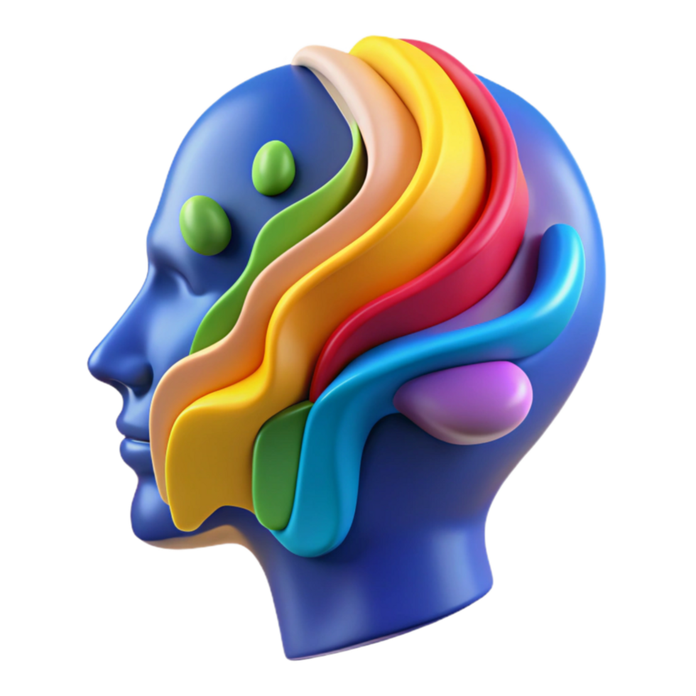 Abstract Head with Colorful, Flowing Forms png