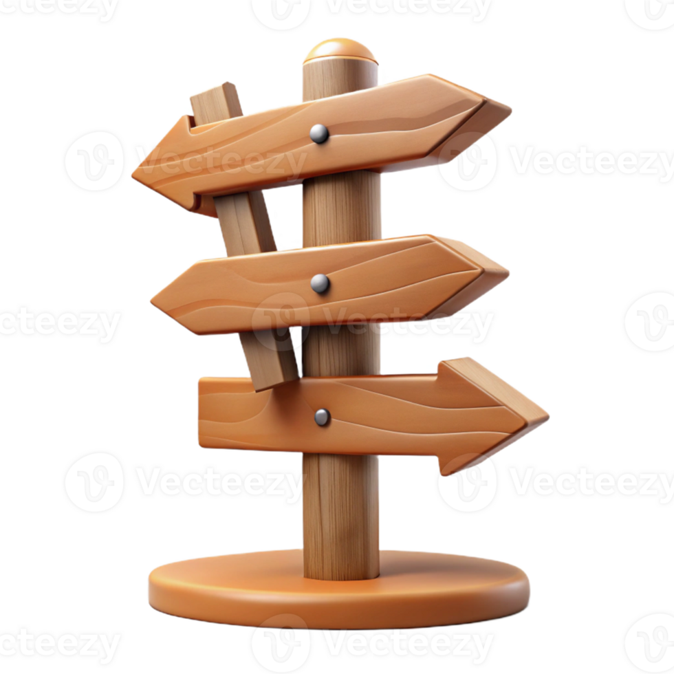 extraordinary abstract 3D Wooden Signpost Illustration 4K png