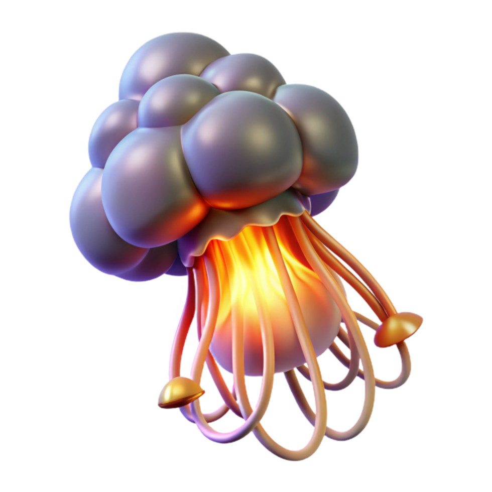 3D Render of a Fiery Cloud Burst png