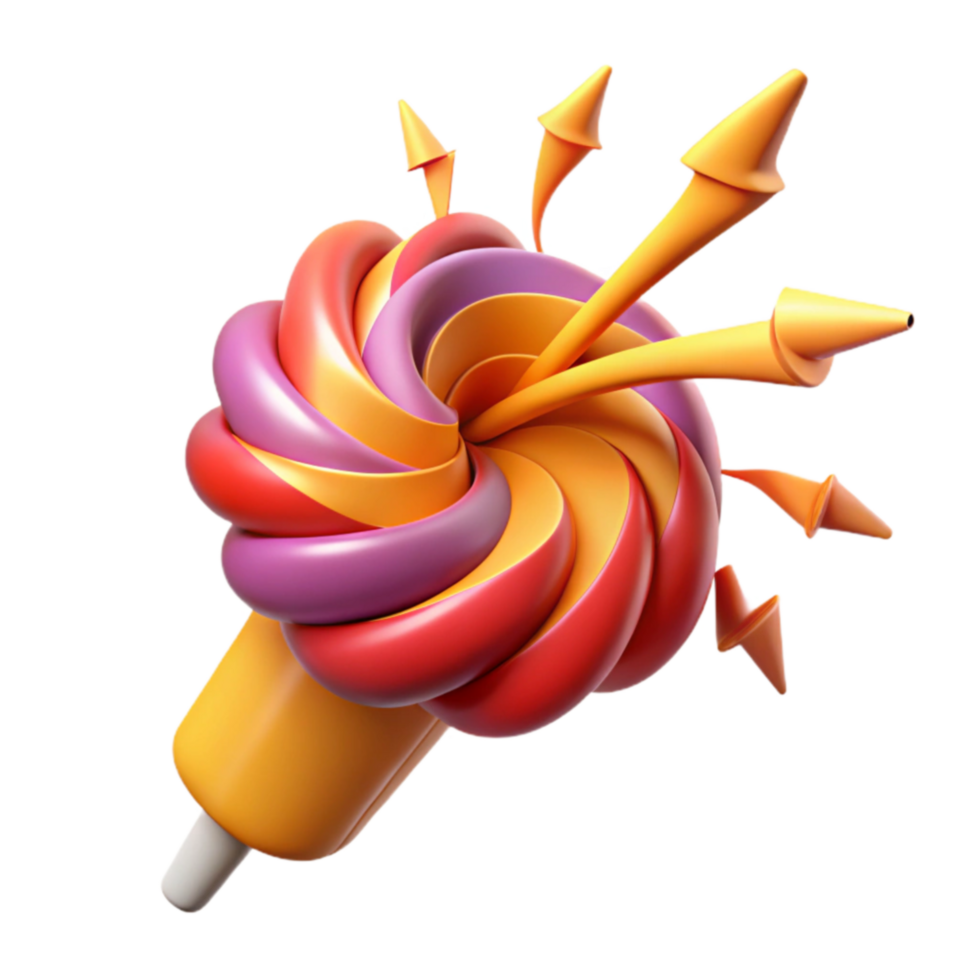 Abstract Swirl Design with Arrows 3D Render png