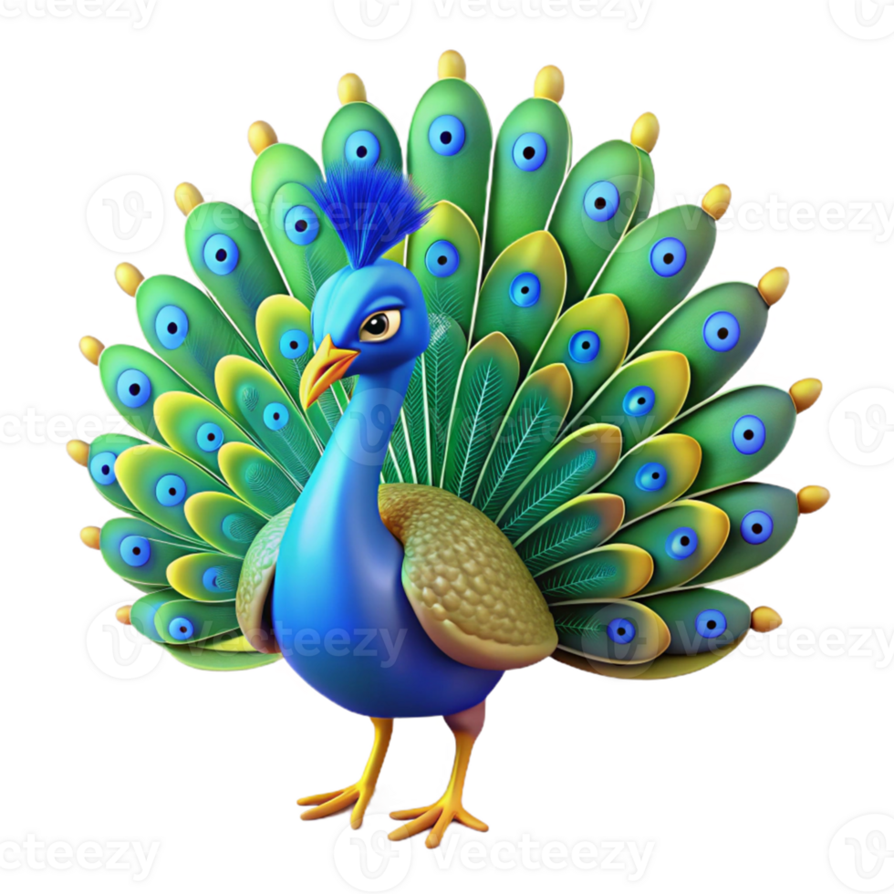 impressive minimalist Vibrant 3D Peacock Illustration exclusive png