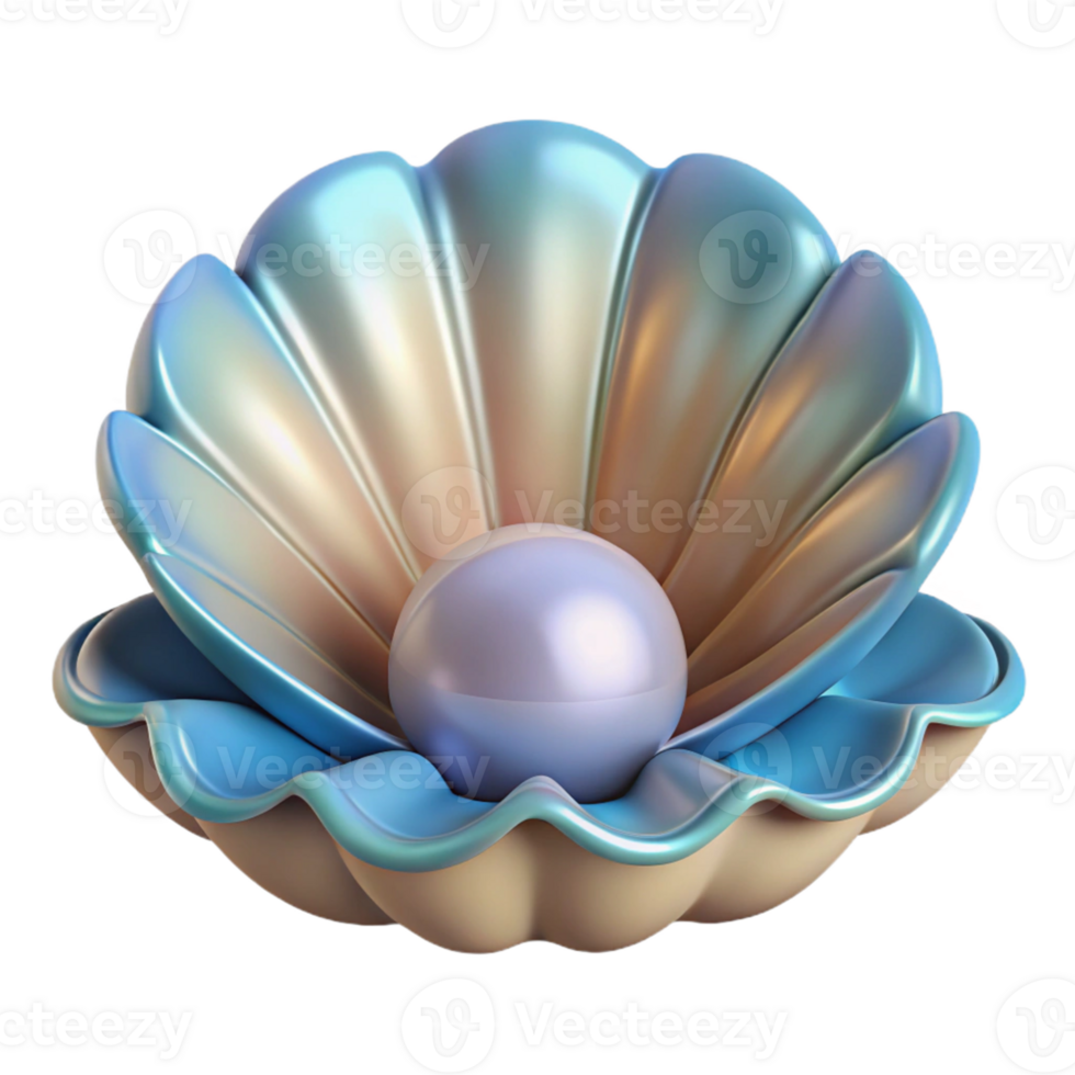magnificent creative 3D Render Pearl in Shell high resolution png