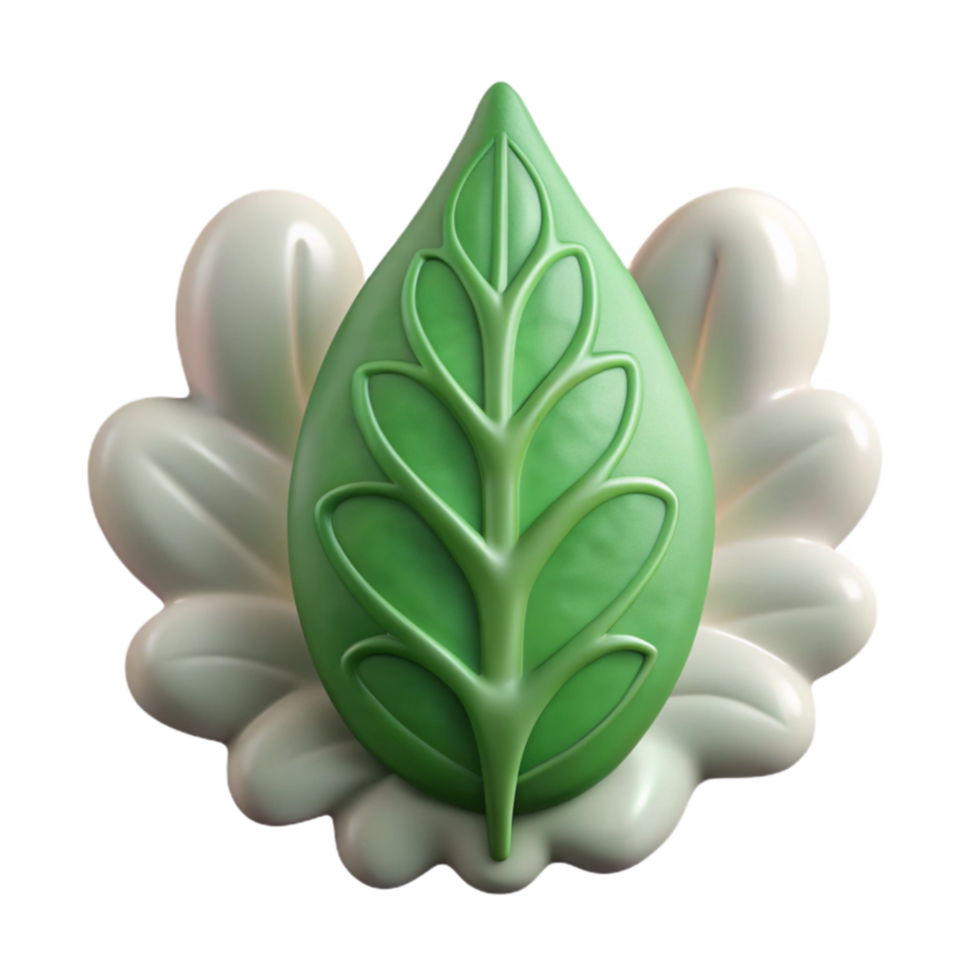 Green Leaf 3D Render Nature Icon png