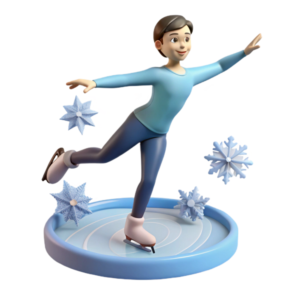 3D Render of Figure Skater on Ice png