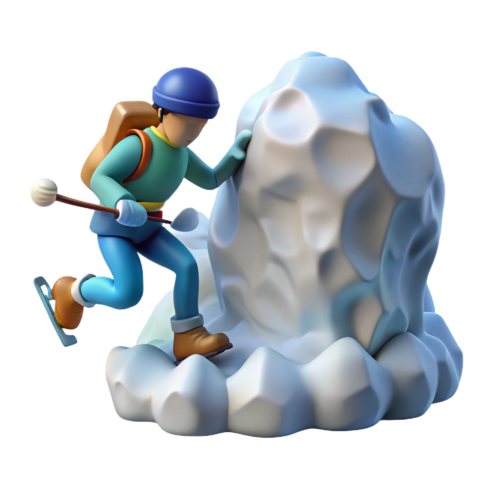 Ice Climbing Adventure 3D Render of Climber png