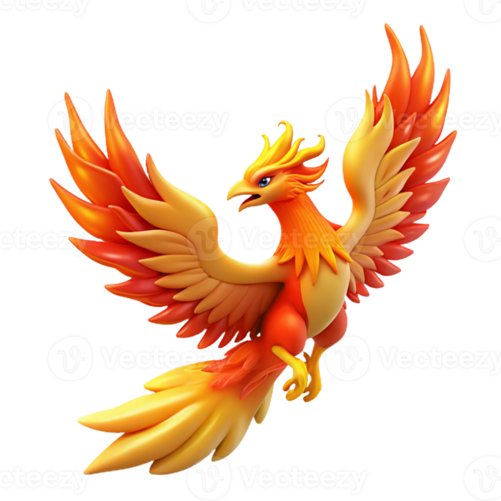 stunning contemporary 3D Render of a Mythical Phoenix professional png