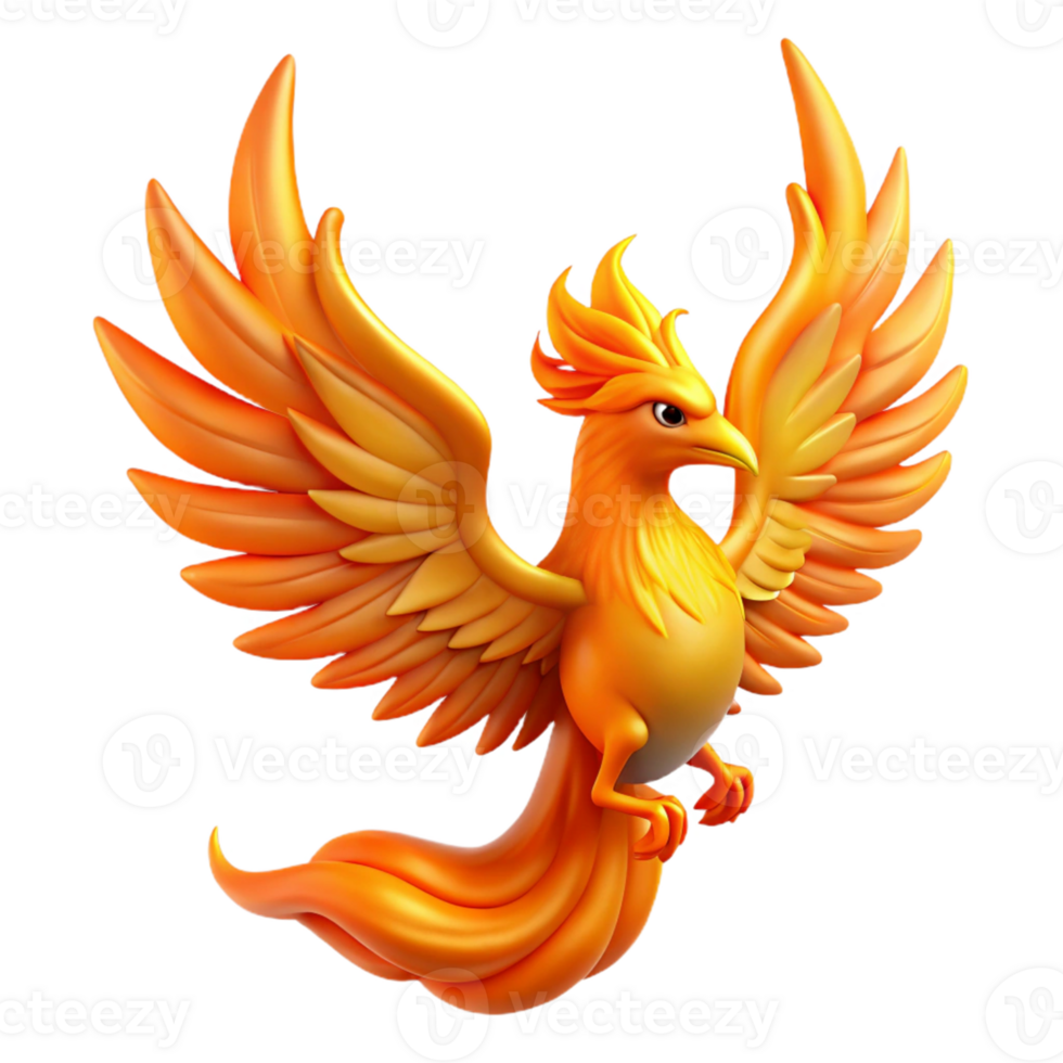 impressive classic 3D Golden Phoenix Illustration high quality png