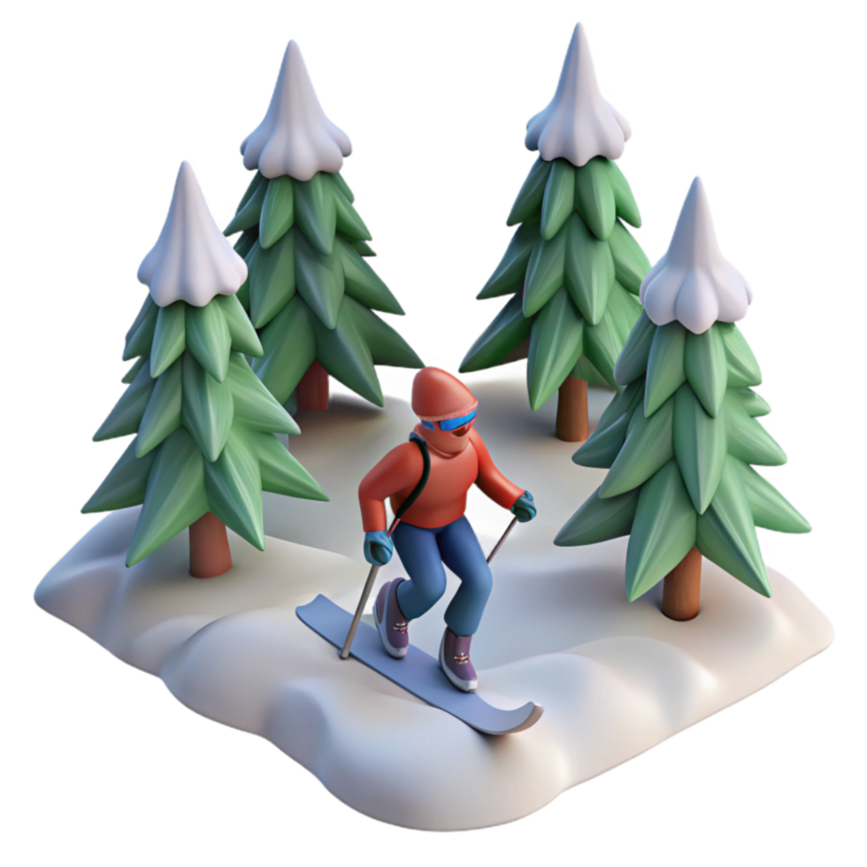 Winter Sports Skiing Down Snowy Slopes png